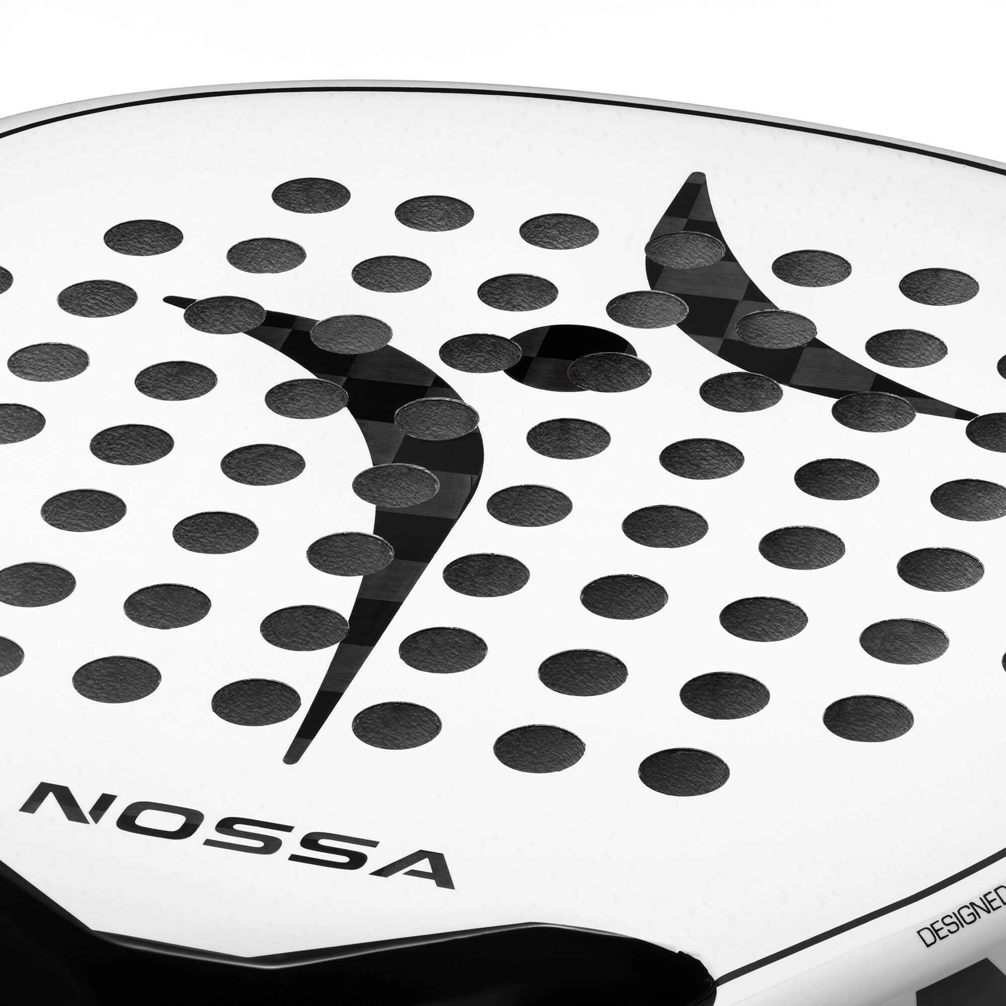 White Nossa Core Padel Racket Close Up Of Racket Face