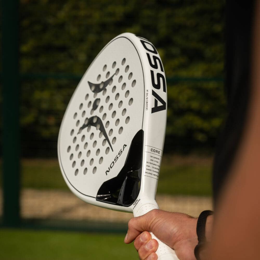 White Nossa Core Padel Racket Action Shot