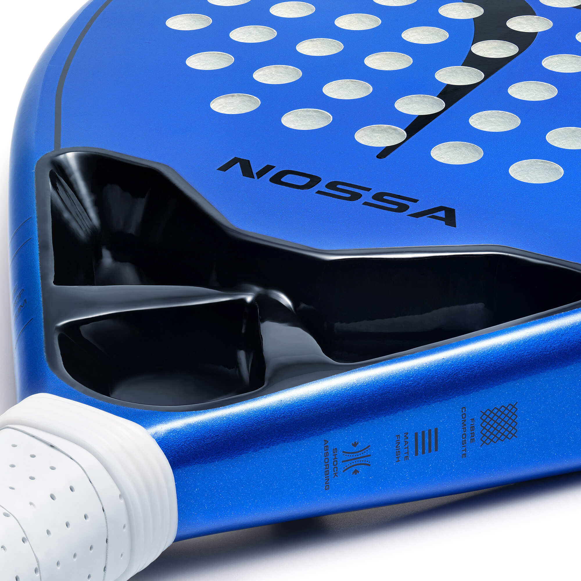 Blue NOSSA Base Padel Racket For Beginners Close Up Of Handle