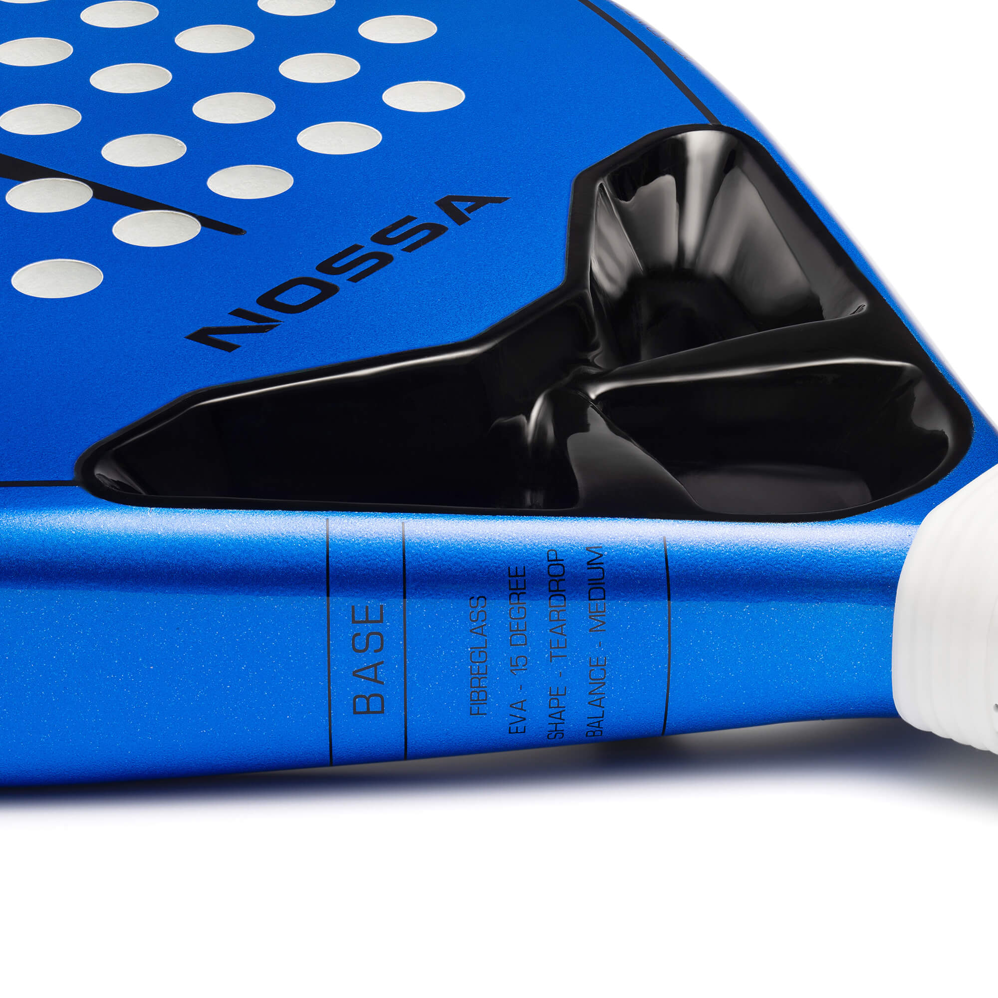 Blue NOSSA Base Padel Racket For Beginners Close Up Of Handle Image 2
