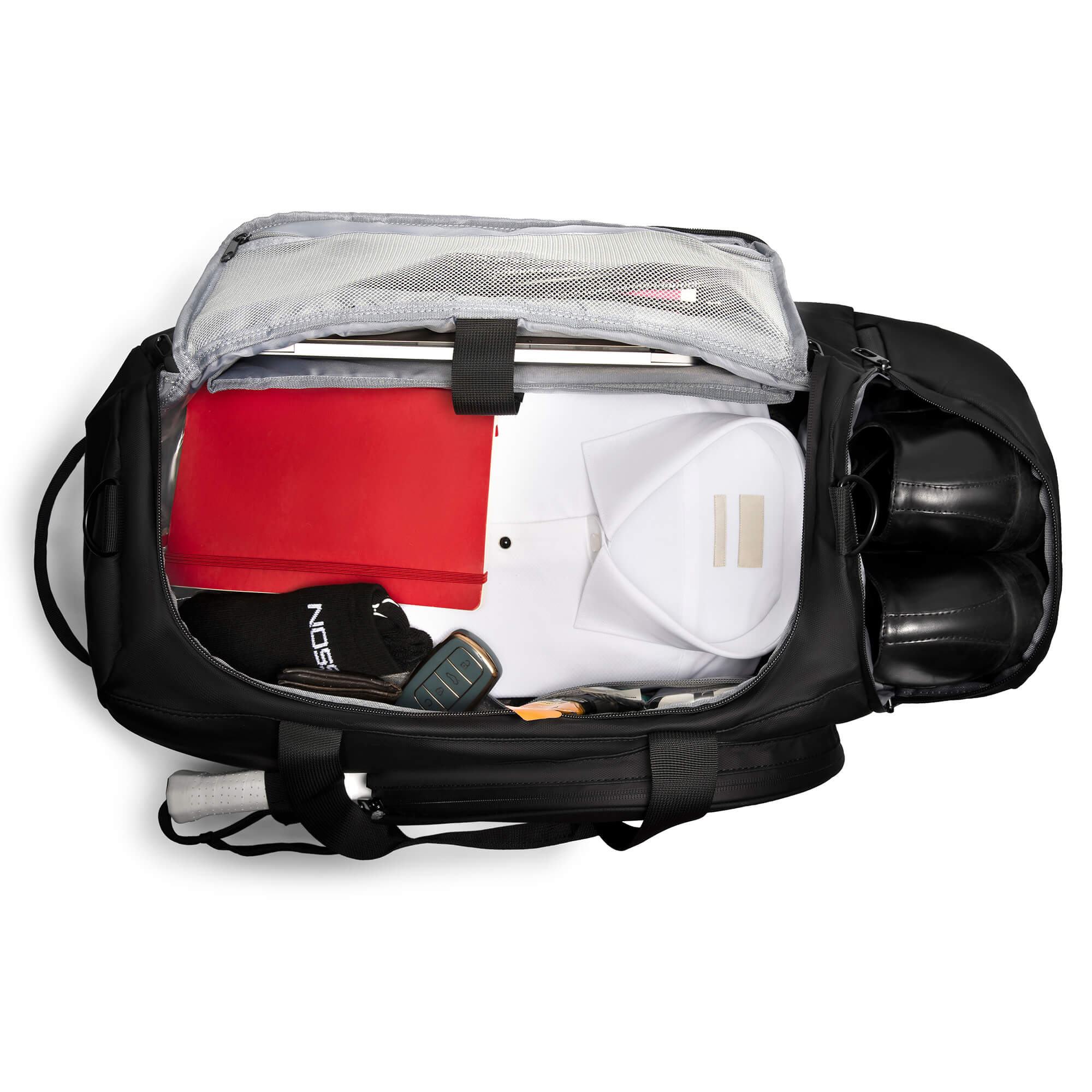 Open Image Of NOSSA Padel Racket Bag Showing Contents Inside