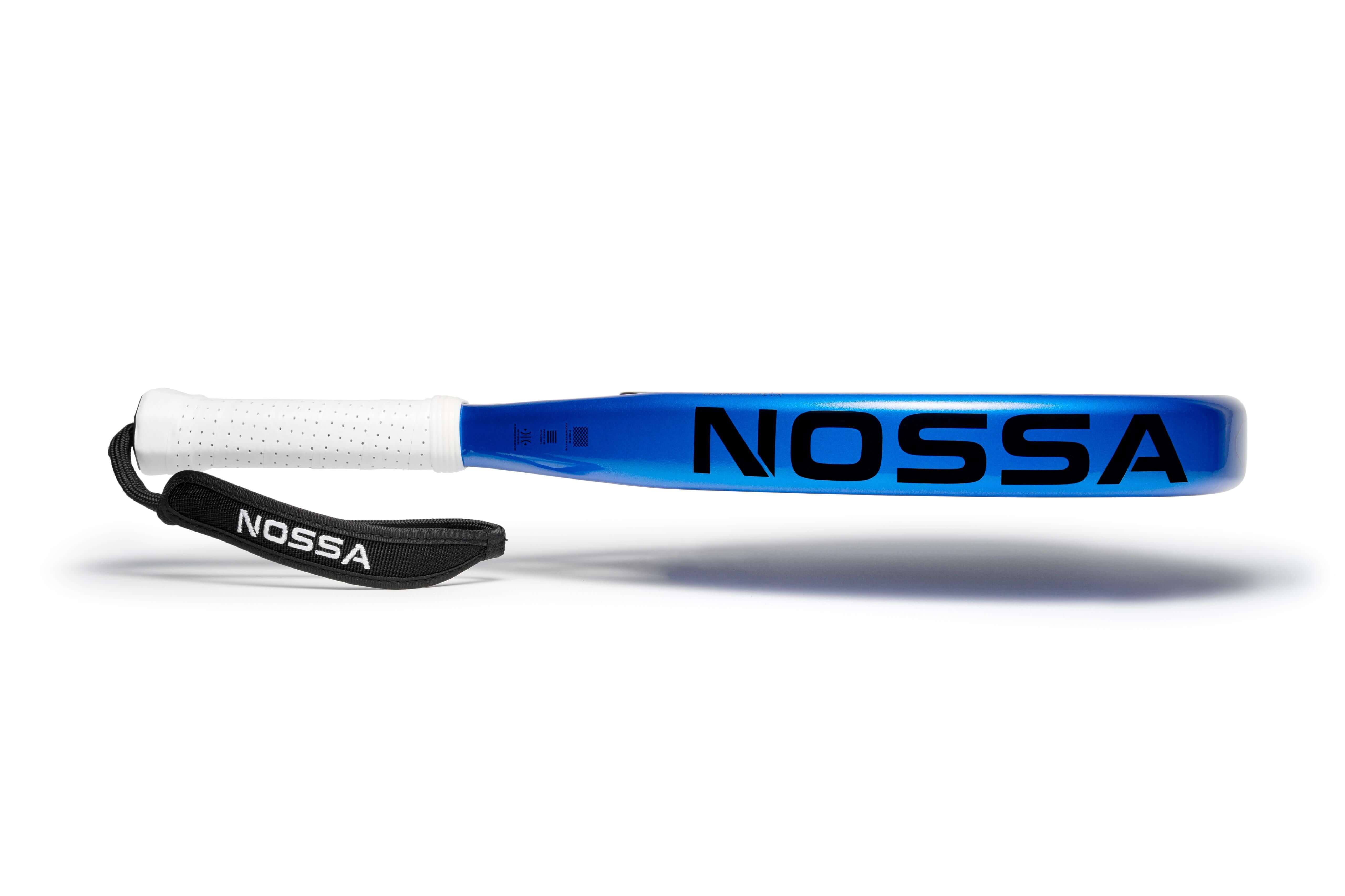 Blue NOSSA Base Padel Racket For Beginners Side Profile Image 2